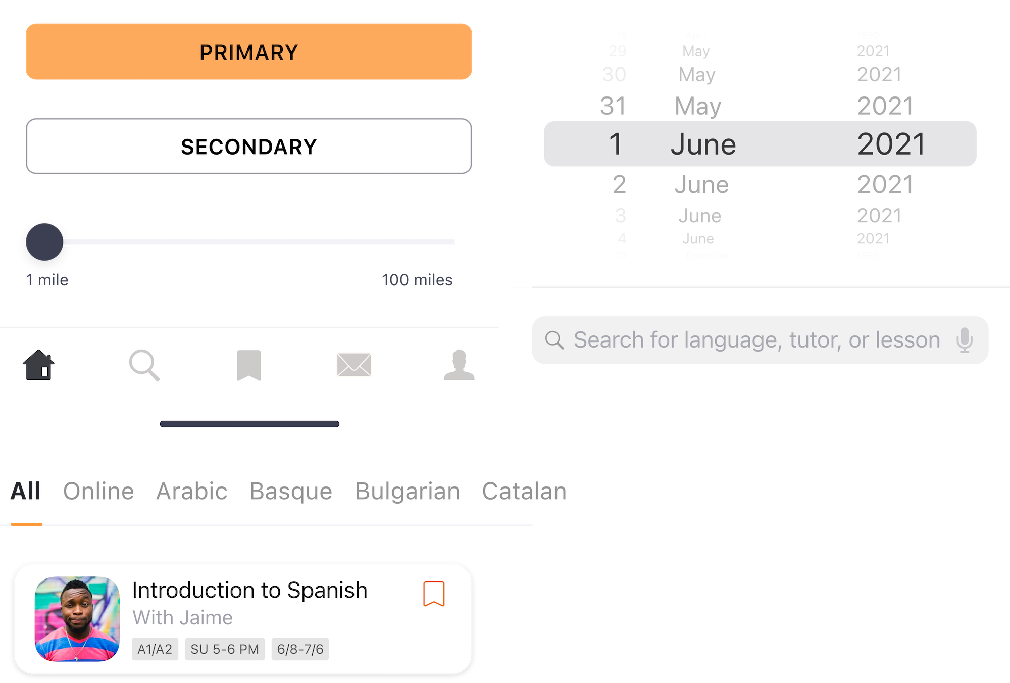 sample UI components for native iOS app